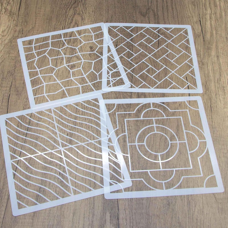 neglex Brick Stencil Set for Crafts (15 Pack, 8x8 Inch), Street Cobblestone & Garden Sidewalk Patterns, Reusable Texture Stencils for Wood, Fabric, Furniture, Terracotta Mosaic & Geometric Floral Tile Design - Image 5